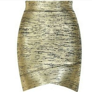 BCBGMAXAZRIA Gold Foiled Power Skirt Silvie