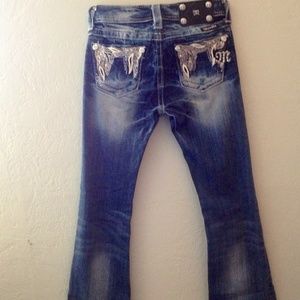 Boot cut girls jeans with embellishment