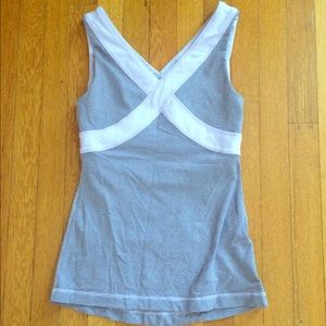 Lulu lemon Grey and lavender cross front tank