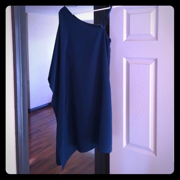 Aqua one shoulder cocktail dress