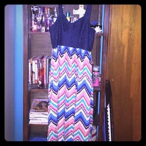 Love fire maxi dress. Multi colored chevron