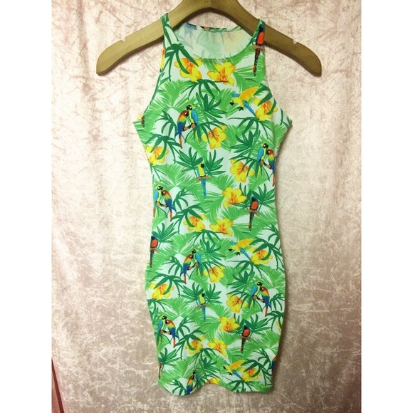 Paradise Print Cotton Spandex  Mini Dress