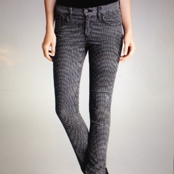 RAG & BONE SKINNY BLACK & WHITE HOUNDSTOOTH CORD