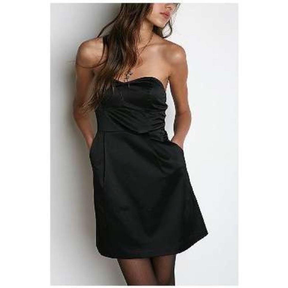 Silence + Noise Black satin dress with pockets