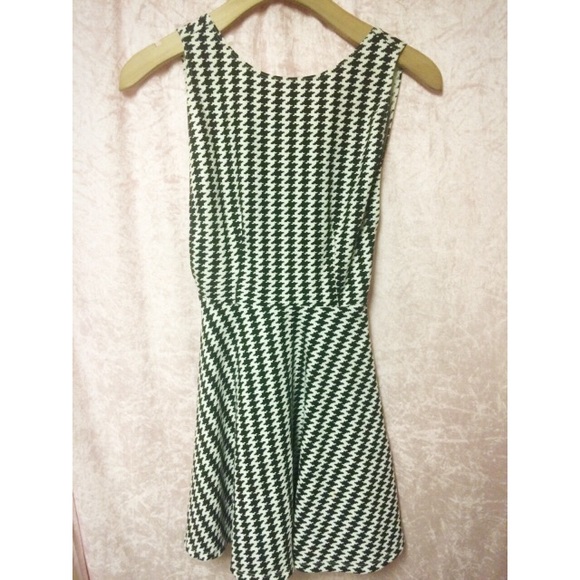 Houndstooth Printed Ponte  Skater Dress
