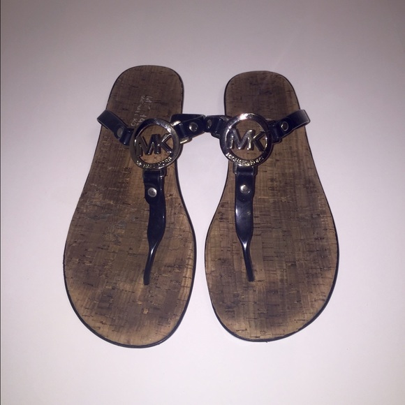 MK black sandals