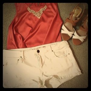 Zara white denim cut off shorts