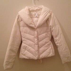 White down coat with belt