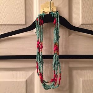 NWT turquoise  and Red necklace and earring set