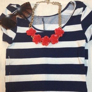 Nautical striped body con dress