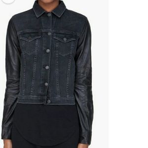 Rag & Bone. Black denim and leather jacket. Medium