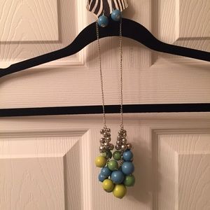 NWT Lime green & teal silver necklace & earrings