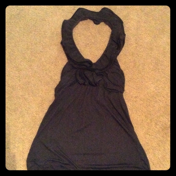 Express - Charcoal Grey Ruffled Halter Top