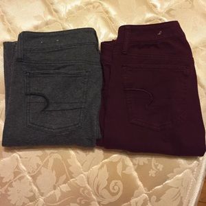 Gray and burgundy American eagle pants