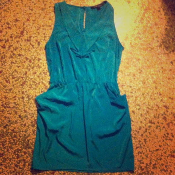 Teal/ blue casual dress with pockets