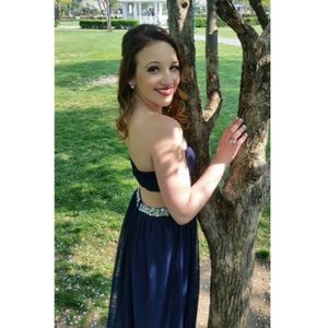 Long Navy Blue Formal Dress