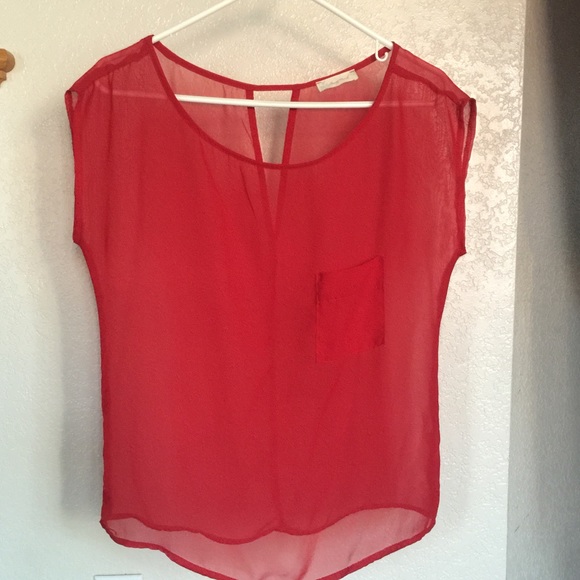 Red sheer blouse