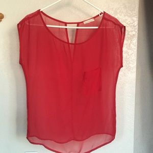 Red sheer blouse