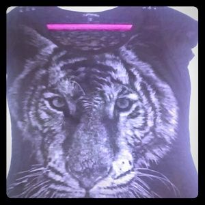 Express fierce black burn out graphic tiger tee.