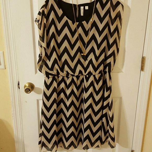 Black and Beigh Chevron Dress