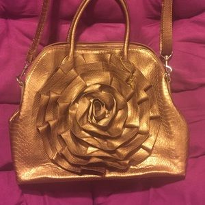 Big Buddha Metallic Gold Flower Purse