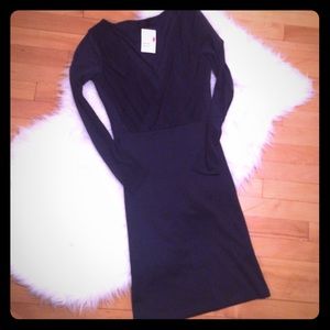 Sophisticated Dark Navy Blue Long Sleeve Dress