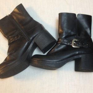Jazzberry zipper heeled leather boots