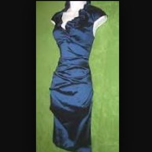 DJ Jaz xscape sapphire blue stretch cocktail dress