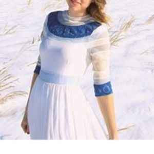 ASOS semi-sheer dress with blue embroidery