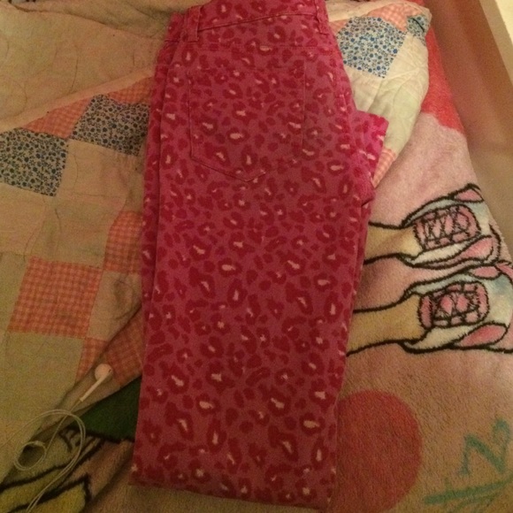 Pink Leopard print skinny jeans