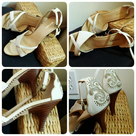 ✂️SALE✔️$99✂️🎀Romantic Diesel white heels size 7 - Picture 3 of 4