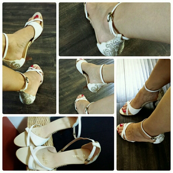 ✂️SALE✔️$99✂️🎀Romantic Diesel white heels size 7 - Picture 4 of 4