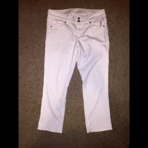 American Eagle cropped straight-leg white jeans