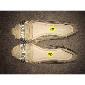 REPORT Huarache Woven Metallic Flats