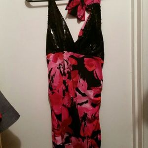 Flashy pink and black top