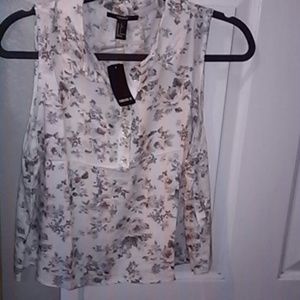 floral cream pink top