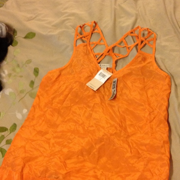BCBG Orange Tank Top with Cris Cross Design Straps