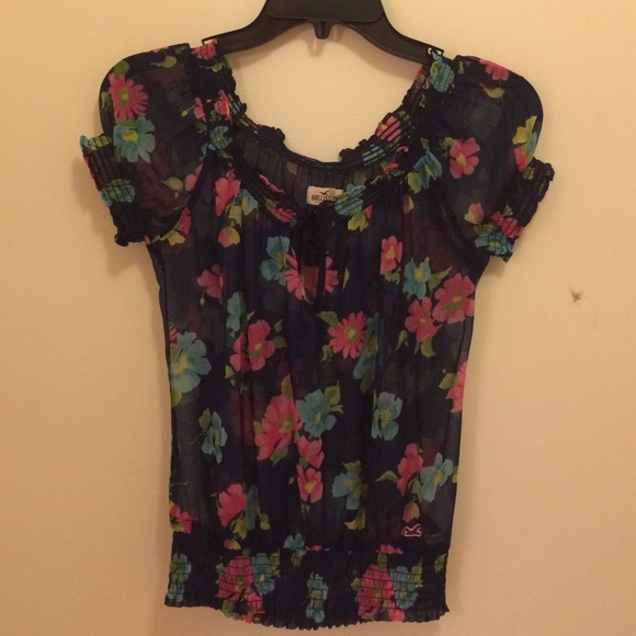 Hollister blue floral sheet shirt