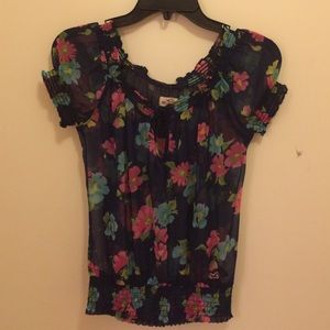 Hollister blue floral sheet shirt