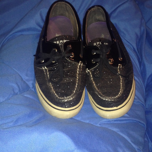 Black sparkling sperrys