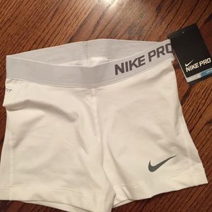 White Dry Fit Nike Pro Compression Shorts