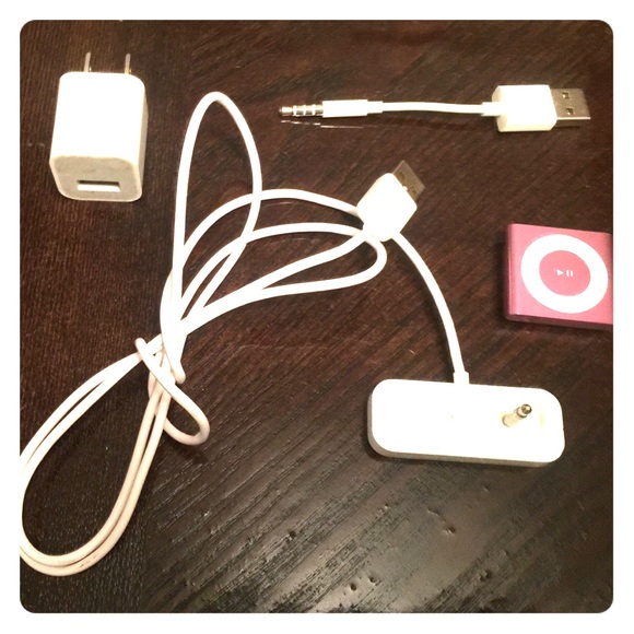 Old Pink iPod shuffle (great for running!) w/wires