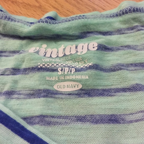 Mint Green Top With Blue Stripes - Picture 2 of 2