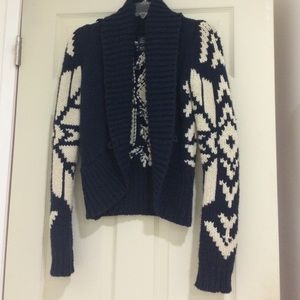 American Eagle Snowflake Knit Open Cardigan