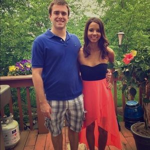 Salmon and black Hi-Lo dress