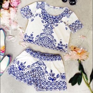 Floral crop top and short