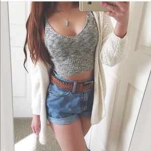 Grey marled knit top