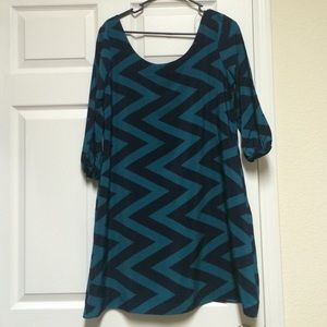 Navy and teal chevron dress