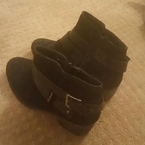 Black buckle booties