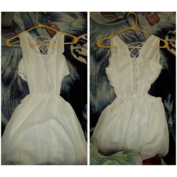 off white cut out dress
